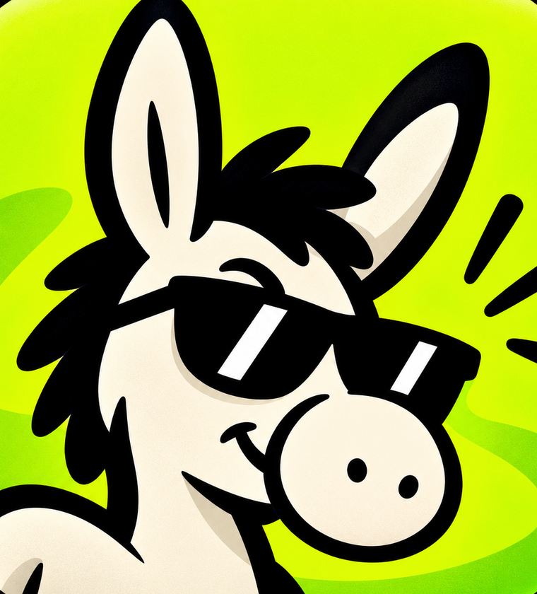 Mascote Donkey de óculos escuros
